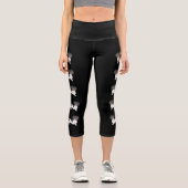 Leggings Capri Chiens teckel à poil long piebalds noir et feu (Recto)