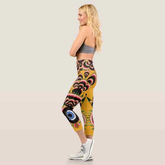 Leggings Capri Chimera - Oiseaux de poisson Hauteur de Capri haut (Gauche)