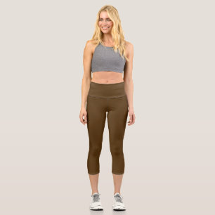 Leggings Capri Chocolat foncé de couleur solide