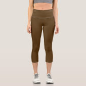 Leggings Capri Chocolat foncé de couleur solide brun (Recto)