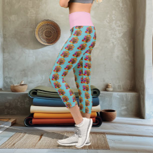 Leggings Capri Chouette à fleurs