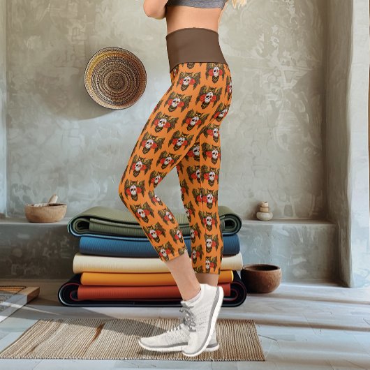 Leggings Capri Chouette Rose crâne sucre