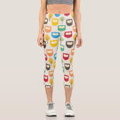Leggings Capri Chouettes de dessin animé et Feuilles (Recto)