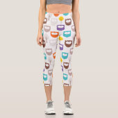 Leggings Capri Chouettes d'illustration et Feuilles (Recto)