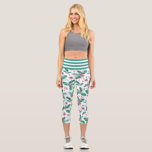 Leggings Capri Christmas Holly Berries (Recto)