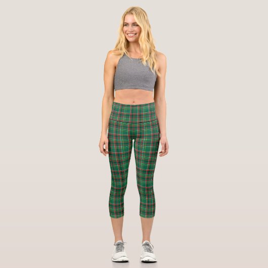 Leggings Capri Christmas Plaid Green Pattern-23914 (Recto)