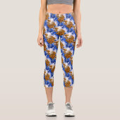 Leggings Capri Ciel Bleu Et Nuages Motif D'Art Abstrait (Recto)