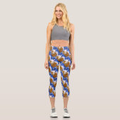Leggings Capri Ciel Bleu Et Nuages Motif D'Art Abstrait (Recto)