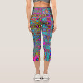 Leggings Capri Ciel bleu Trippy Vagues rétro Abstraites atomiques (Verso)