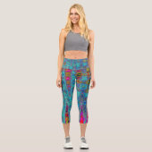 Leggings Capri Ciel bleu Trippy Vagues rétro Abstraites atomiques (Recto)