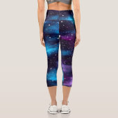 Leggings Capri Ciel étoilé Galaxie Bleu & Violet (Verso)