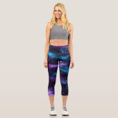Leggings Capri Ciel étoilé Galaxie Bleu & Violet (Recto)