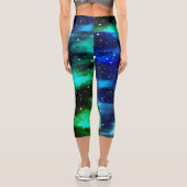 Leggings Capri Ciel étoilé Galaxy bleu et Turquoise (Verso)