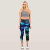 Leggings Capri Ciel étoilé Galaxy bleu et Turquoise (Recto)