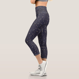 Leggings Capri ciel nocturne et étoiles dorées