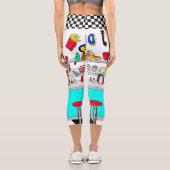Leggings Capri Cinquante graphismes avec Milkshakes, Hot dogs Ret (Verso)
