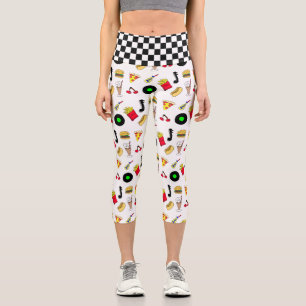 Leggings Capri Cinquante graphismes avec Milkshakes, Hot dogs Ret