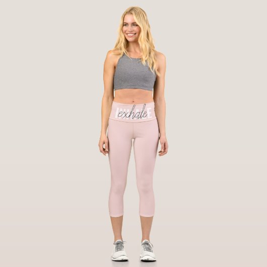 Leggings Capri Citation moderne Pastel Pink Inhale Exhale (Recto)
