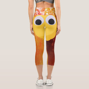 Leggings Capri Citron, fruit aux yeux de googly et rose de pomme