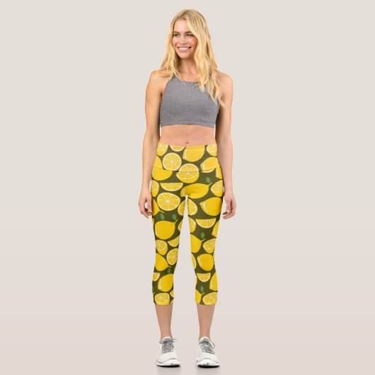 Leggings Capri Citron Jaune Moderne Amusant mignon (Recto)