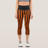 Leggings Capri Citrouille d'Halloween Orange et bande noire (Recto)