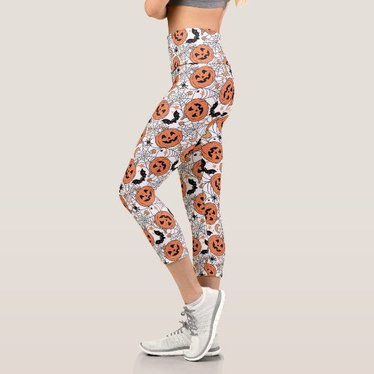 Leggings Capri Citrouille éffrayant Motif Halloween (Gauche)