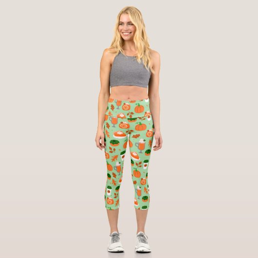 Leggings Capri citrouille épice café pastel vert (Recto)