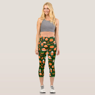 Leggings Capri citrouille épice café vert foncé