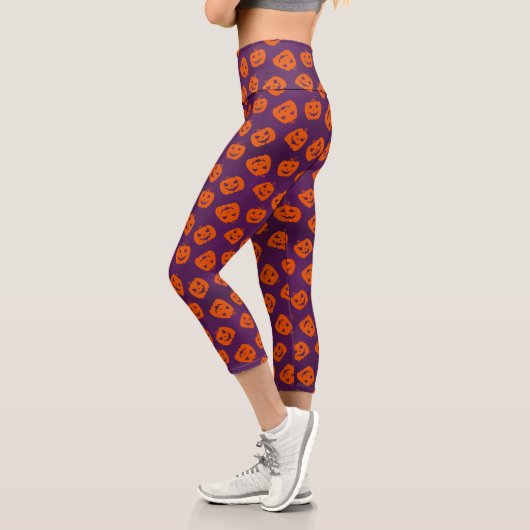 Leggings Capri Citrouilles d'Halloween sur Motif Arrière - plan v (Gauche)