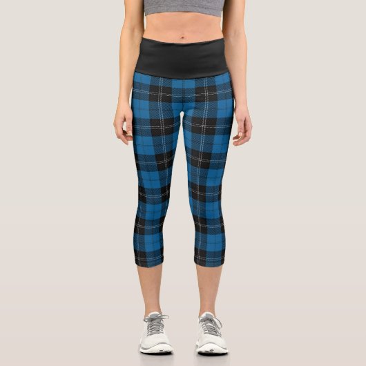 Leggings Capri Clan classique Ramsay Plaid bleu et noir Tartan (Recto)