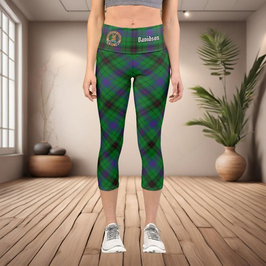 Leggings Capri Clan Davidson Crest sur Tartan