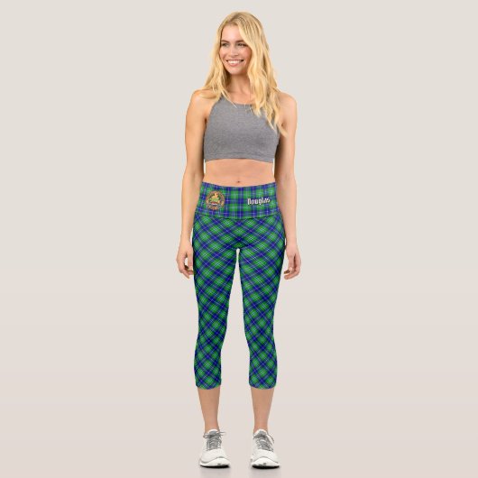 Leggings Capri Clan Douglas Crest sur Tartan (Recto)