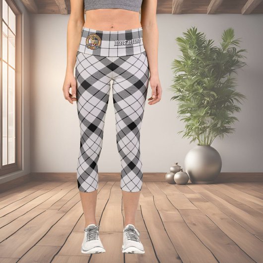 Leggings Capri Clan MacFarlane Tartan noir et blanc