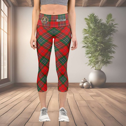 Leggings Capri Clan MacLean Crest sur Tartan