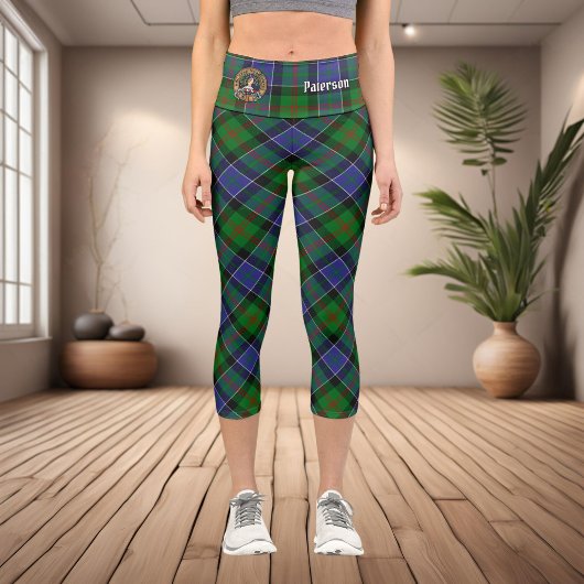 Leggings Capri Clan Paterson Crest sur Tartan