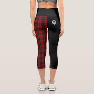 Leggings Capri Clan Wallace Crest & Tartan / Noir
