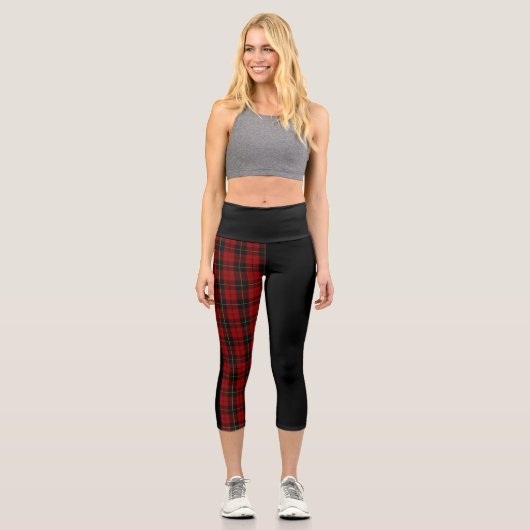 Leggings Capri Clan Wallace Crest & Tartan / Noir (Recto)