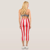 Leggings Capri Classic Bright Red and White Striped (Verso)