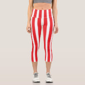 Leggings Capri Classic Bright Red and White Striped (Recto)