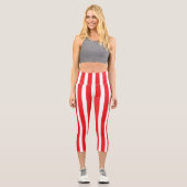 Leggings Capri Classic Bright Red and White Striped (Recto)