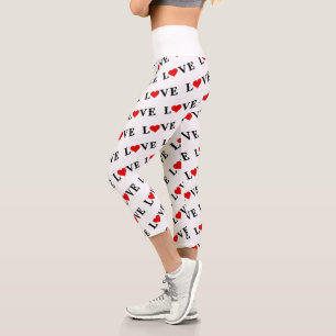 Leggings Capri Classic LOVE Heart Motif Motif Élégant