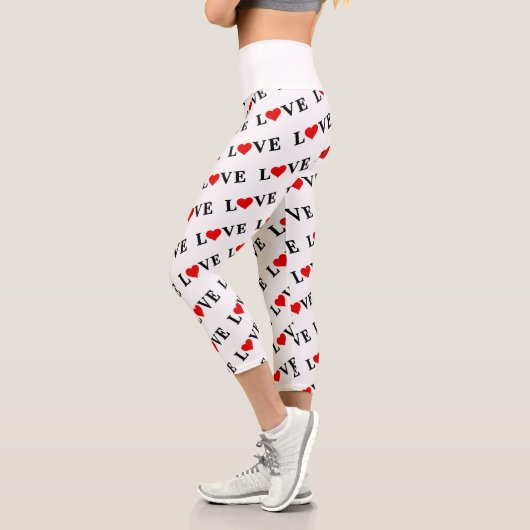 Leggings Capri Classic LOVE Heart Motif Motif Élégant (Gauche)