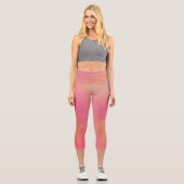 Leggings Capri Cloud à marbre rose et orange abstrait (Recto)