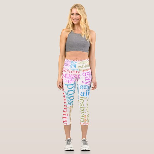 Leggings Capri Cloud de mot communautaire LGBTQ+ SlipperyJoe (Recto)