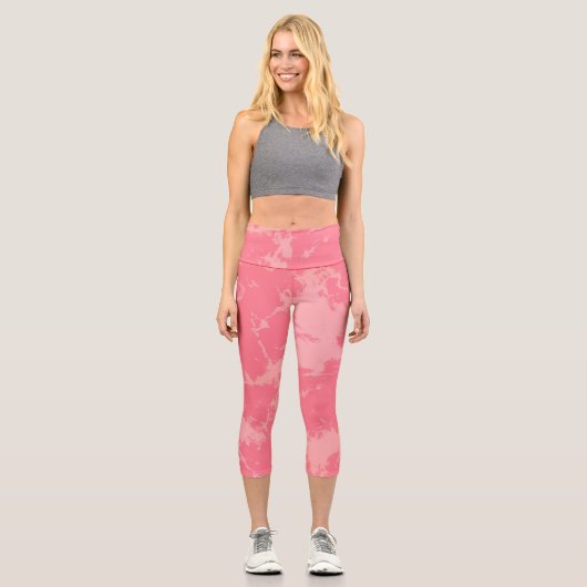 Leggings Capri Cloud marbré rose abstrait (Recto)