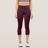 Leggings Capri Cluster de fleurs rose et noire (Recto)