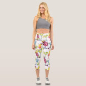 Leggings Capri Cocktail Boissons tropicales Motif d'aquarelle (Recto)