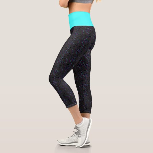 Leggings Capri Coeur Vérifier Yoga Capris haut taille (Gauche)