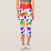 Leggings Capri Coeurs colorés Arc-en-ciel amusant (Verso)
