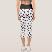 Leggings Capri Coeurs De Doodle Noir Et Blanc (Verso)